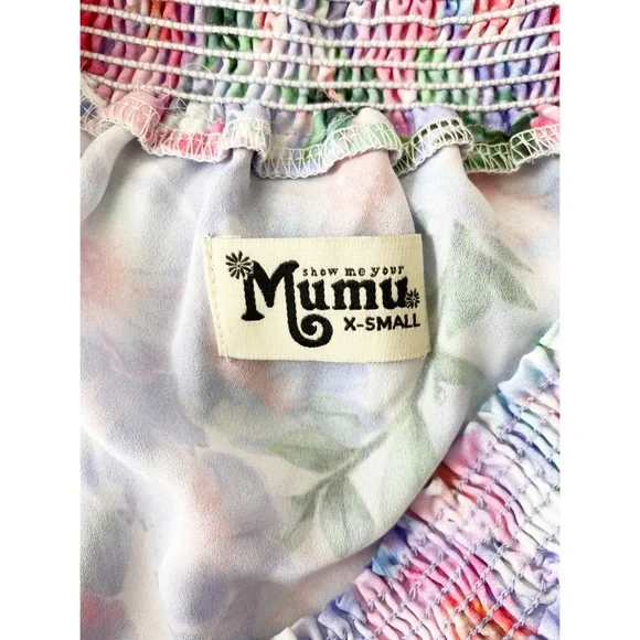 Show Me Your Mumu Size XS Purple Pink Floral Blouson Maxi Dress - Picture 6 of 7